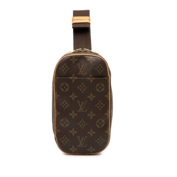 Louis Vuitton Monogram Pochette Ganju Body Bag/Waist Bag M51870 Brown Leather...